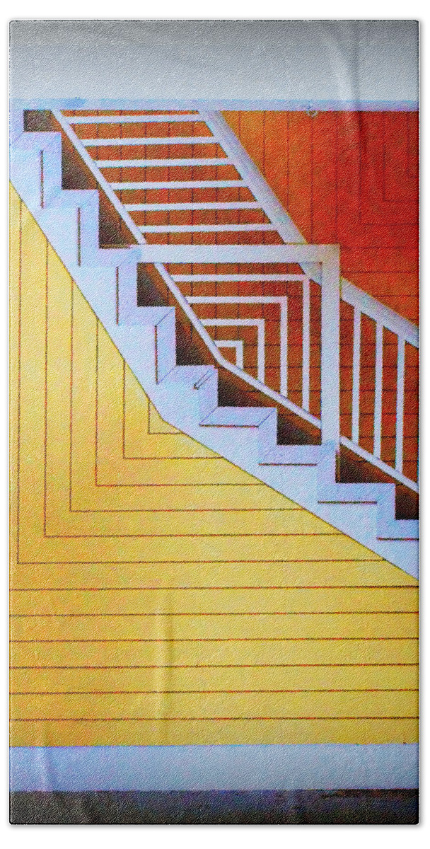 Distortion Beach Towel featuring the photograph Distorted Stairs #2 by Farol Tomson