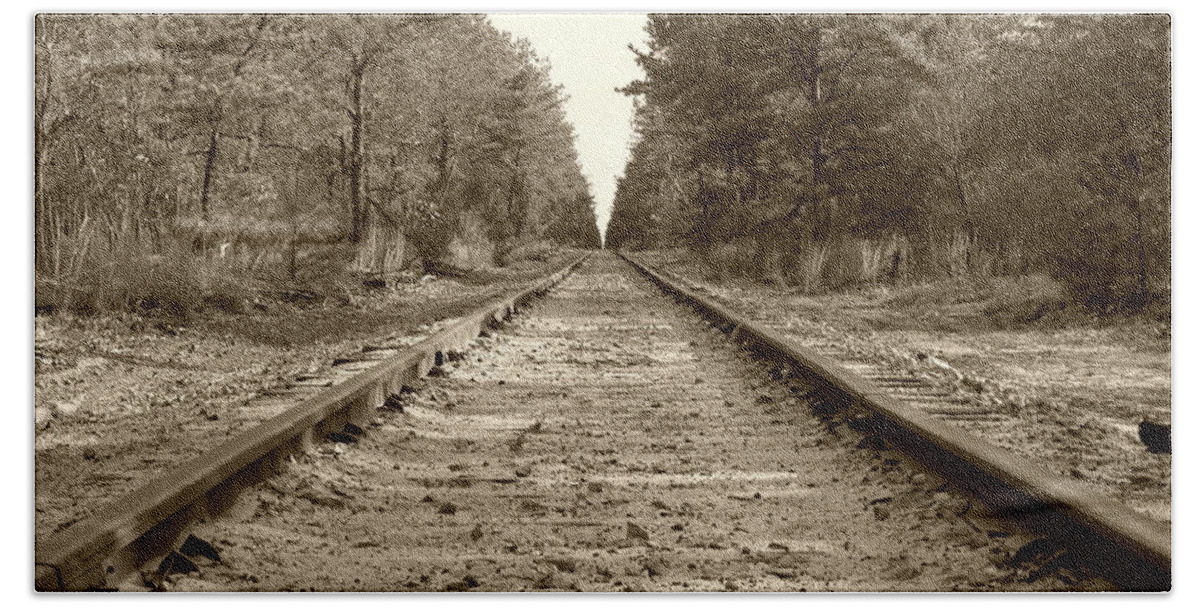 Rails Beach Towel featuring the photograph Down The Rails #2 by Sharon Woerner