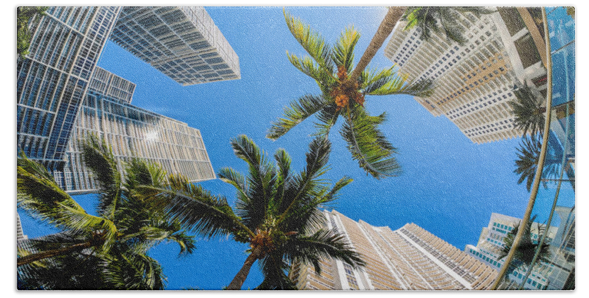 Architecture Beach Towel featuring the photograph Downtown Miami Brickell Fisheye #2 by Raul Rodriguez