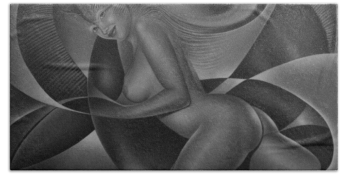 Nude-art Beach Towel featuring the painting Dynamic Queen 4 #1 by Ricardo Chavez-Mendez