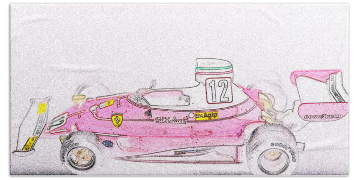 Car Beach Towel featuring the photograph Ferrari 312T #2 by Paulo Goncalves