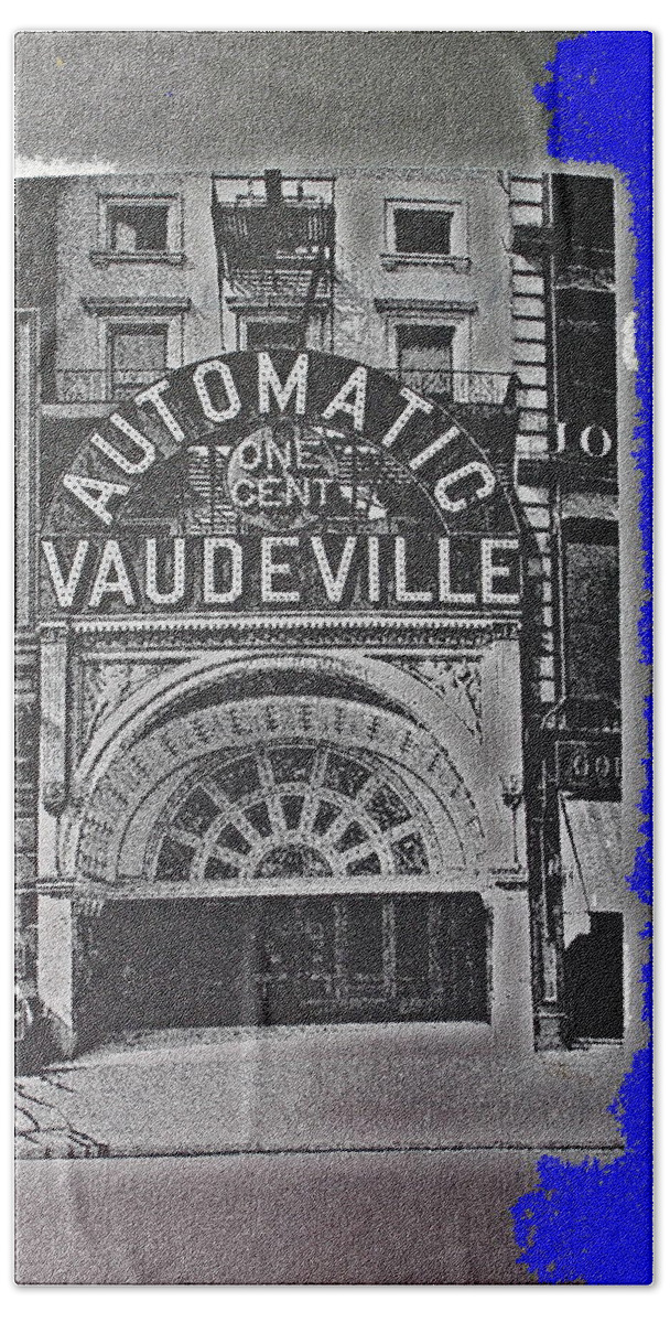Film Homage Automatic 1 Cent Vaudeville Peep Show Arcade C.1890's New York City Collage 2013 Beach Sheet featuring the photograph Film Homage Automatic 1 Cent Vaudeville Peep Show Arcade C.1890's New York City Collage 2013 #1 by David Lee Guss