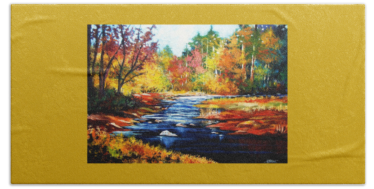 Landscape Beach Towel featuring the painting October Bliss by Al Brown