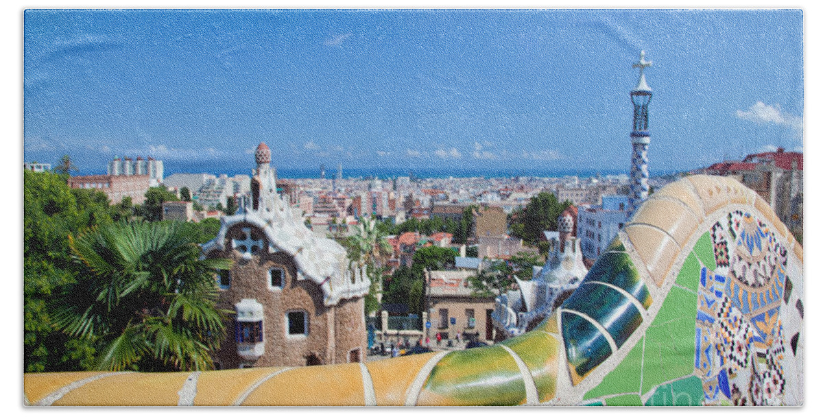 Guell Beach Towel featuring the photograph Park Guell in Barcelona #2 by Michal Bednarek