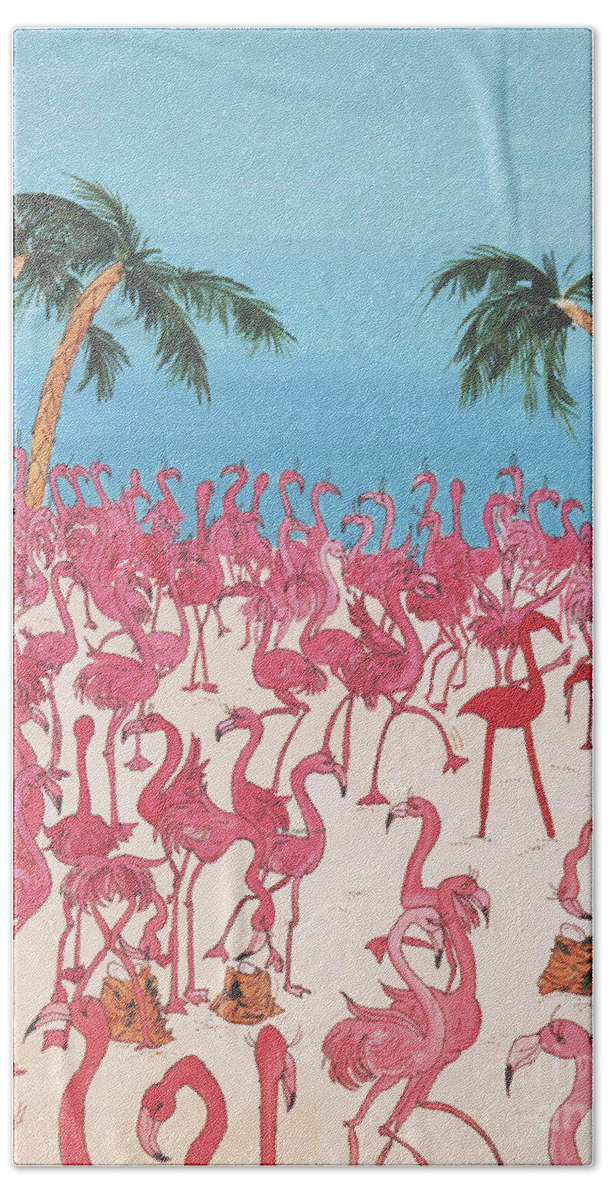 Flamingos Beach Towel featuring the painting Royal Roost by Lizi Beard-Ward