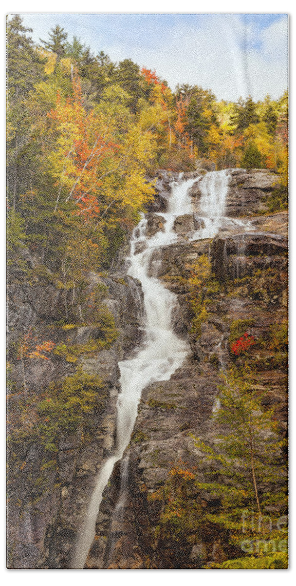 Silver Cascade Beach Towel featuring the photograph Silver Cascade waterfall White Mountains New Hampshire #2 by Ken Brown