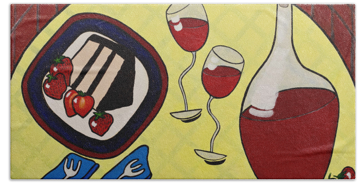 Strawberry Wine Beach Towel featuring the painting Strawberry Wine by Barbara McMahon