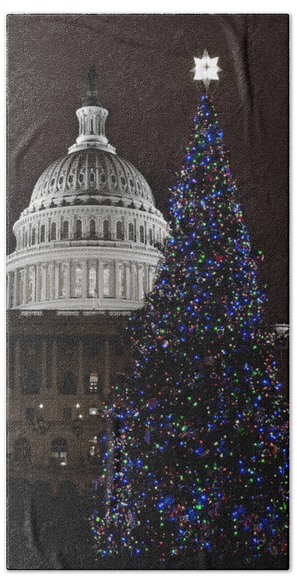 Us Capitol Beach Towel featuring the photograph 2007 Capitol Tree by Erika Fawcett