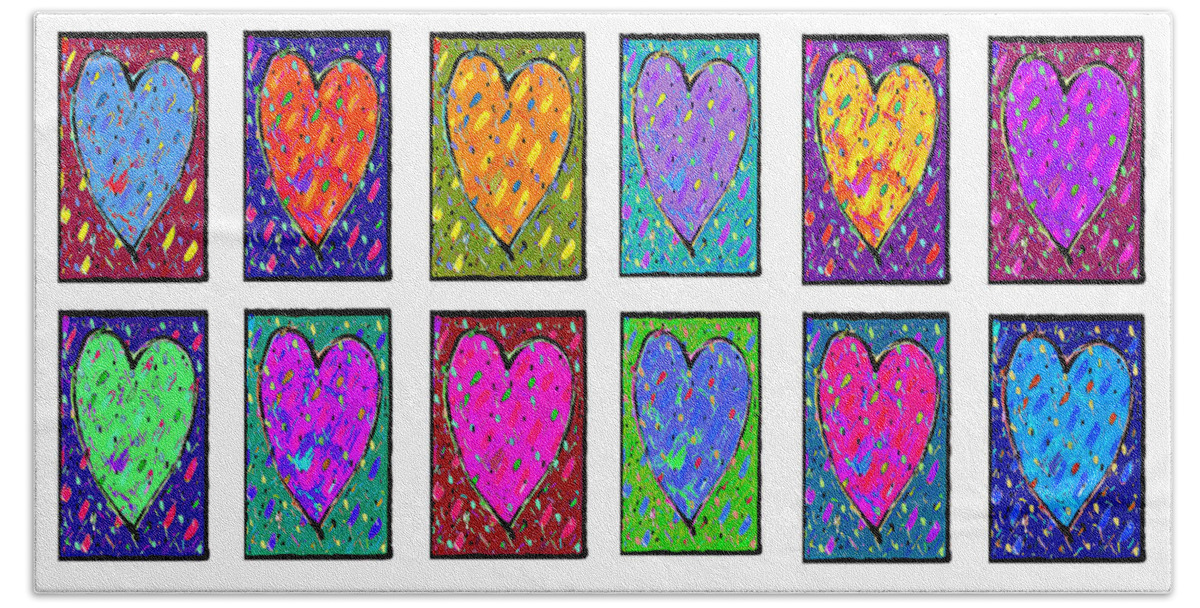Hearts Beach Sheet featuring the painting 24 Hearts in a Box by Dale Moses