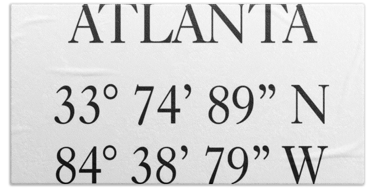 Atlanta Beach Towel featuring the digital art Atlanta Coordinates #3 by Edit Voros