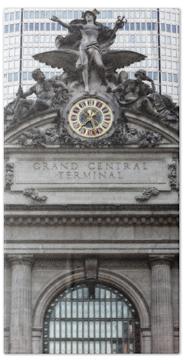 Grand Central Terminal Beach Towel featuring the photograph Grand Central Terminal Facade #3 by Susan Candelario
