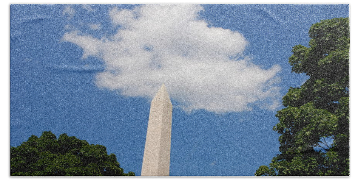 Washington Beach Towel featuring the photograph Obelisk Rises Into the Clouds by Kenny Glover