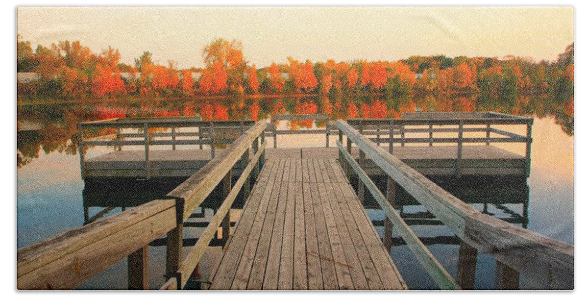 Fall Beach Towel featuring the photograph Shady Oak Lake #3 by Amanda Stadther