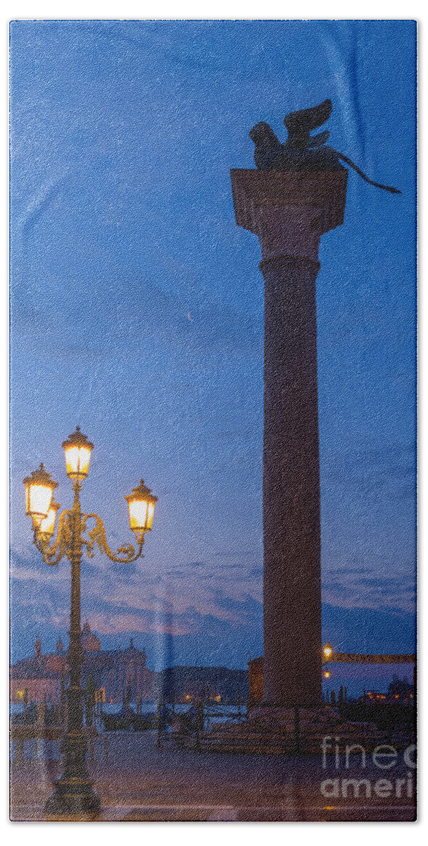 Blue Hour Beach Towel featuring the photograph St Mark's square #3 by Mats Silvan