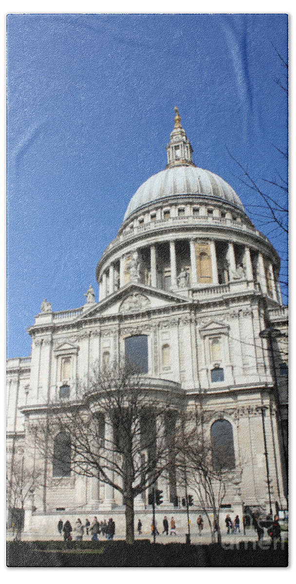 St Pauls Cathedral London Saint City Church Traditional England English British Britain Beach Sheet featuring the photograph St Pauls Cathedral London #1 by Julia Gavin