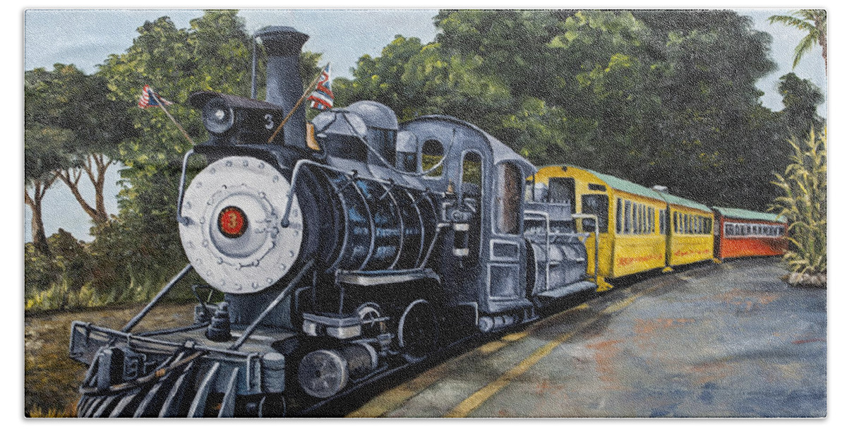 Transportation Beach Towel featuring the painting Sugar Cane Train by Darice Machel McGuire