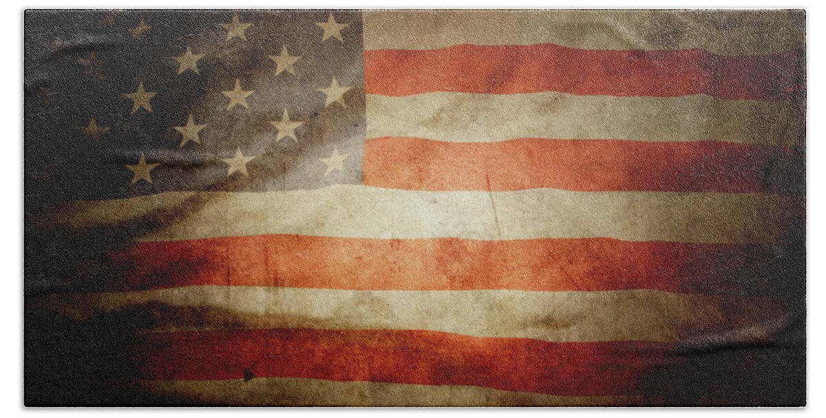Flag Beach Towel featuring the photograph Silky American flag No1 by Les Cunliffe
