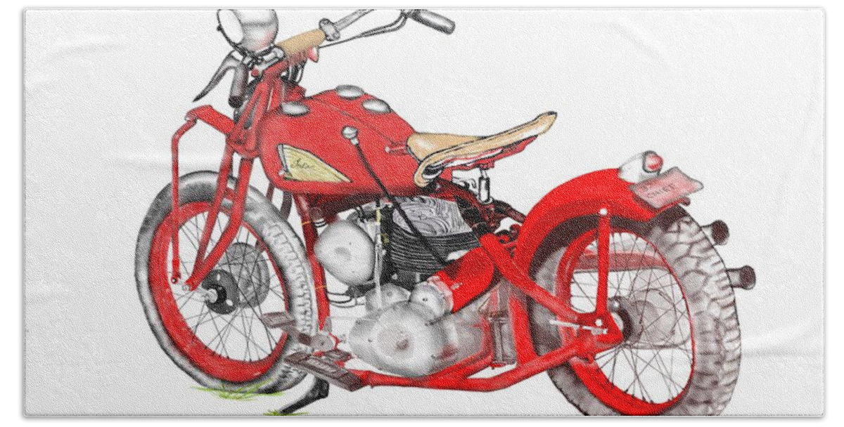 Motorcycle Beach Sheet featuring the digital art 37 Chief Bobber by Terry Frederick