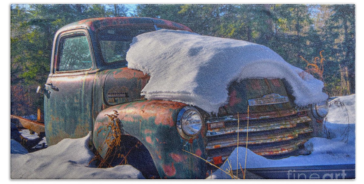Hdr Photography Beach Sheet featuring the photograph 3800 Chevy by Alana Ranney