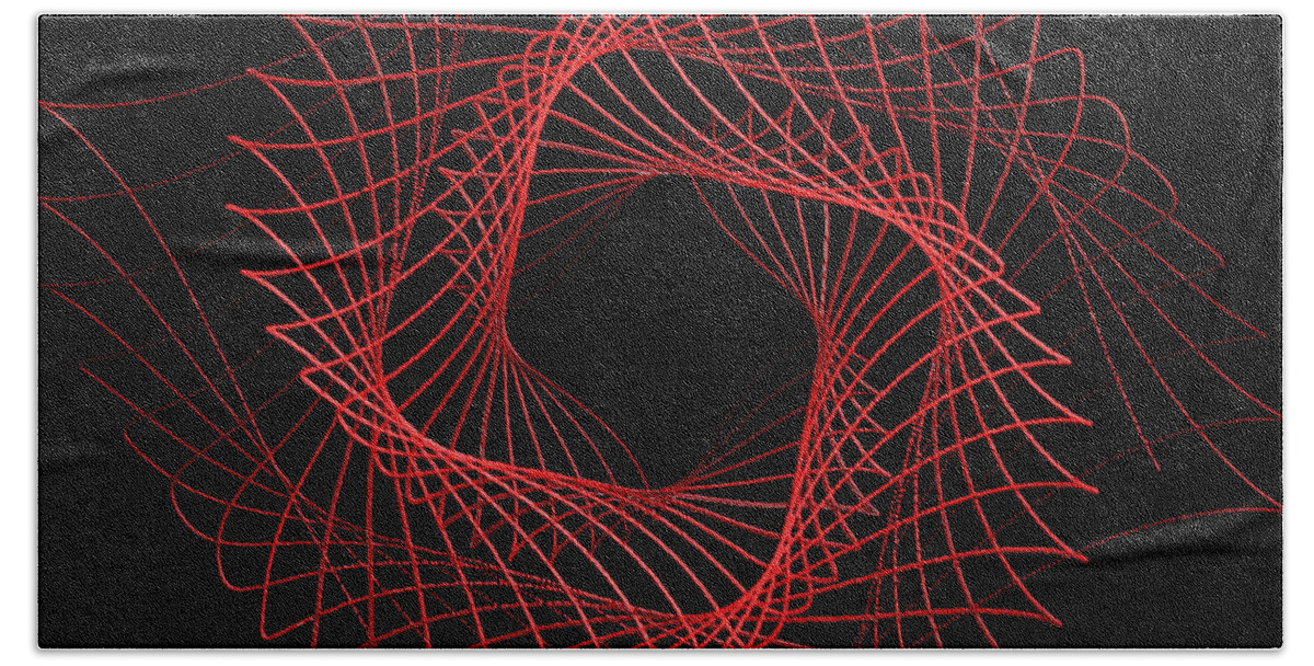 Spirograph Beach Towel featuring the digital art 3D Spirograph Red by Stan Reckard