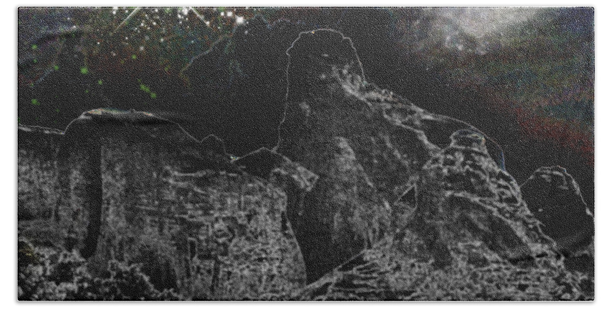 Augusta Stylianou Beach Towel featuring the digital art Night Landscape #2 by Augusta Stylianou