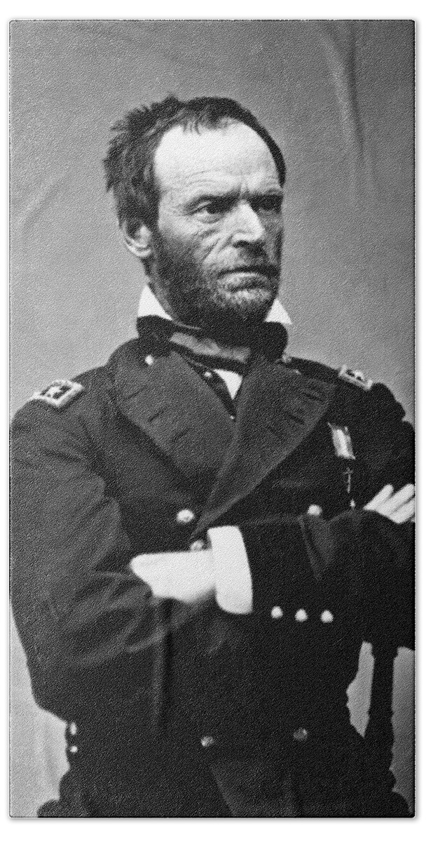 General Sherman Beach Towel featuring the photograph General William Tecumseh Sherman by War Is Hell Store