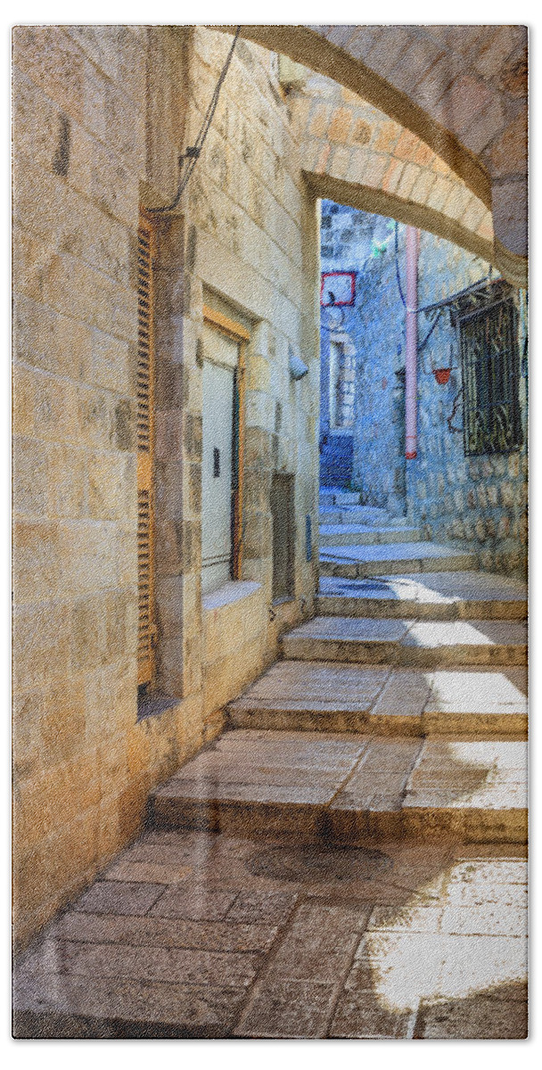 Israel Beach Towel featuring the photograph Jerusalem street #4 by Alexey Stiop