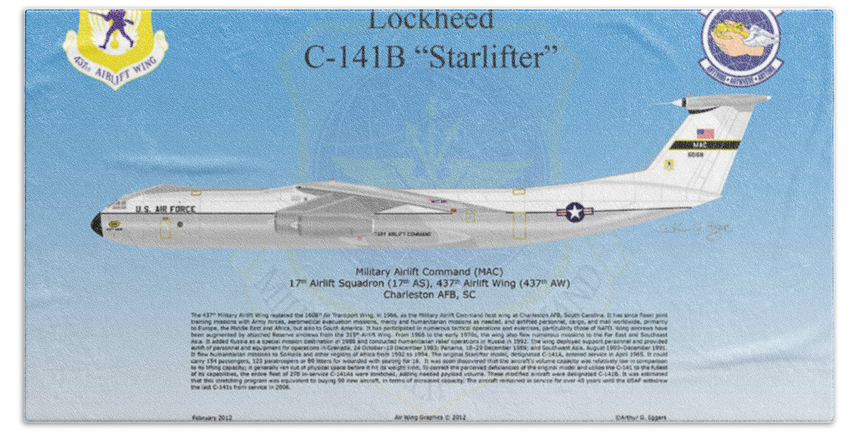 Lockheed Beach Sheet featuring the digital art Lockheed C-141B Starlifter #1 by Arthur Eggers