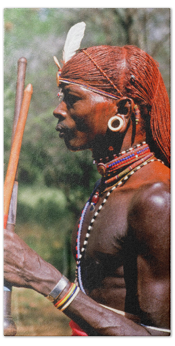 Africa Beach Sheet featuring the photograph Samburu Warrior #4 by Michele Burgess