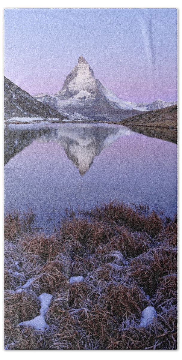 Feb0514 Beach Towel featuring the photograph The Matterhorn And Riffelsee Lake #4 by Thomas Marent