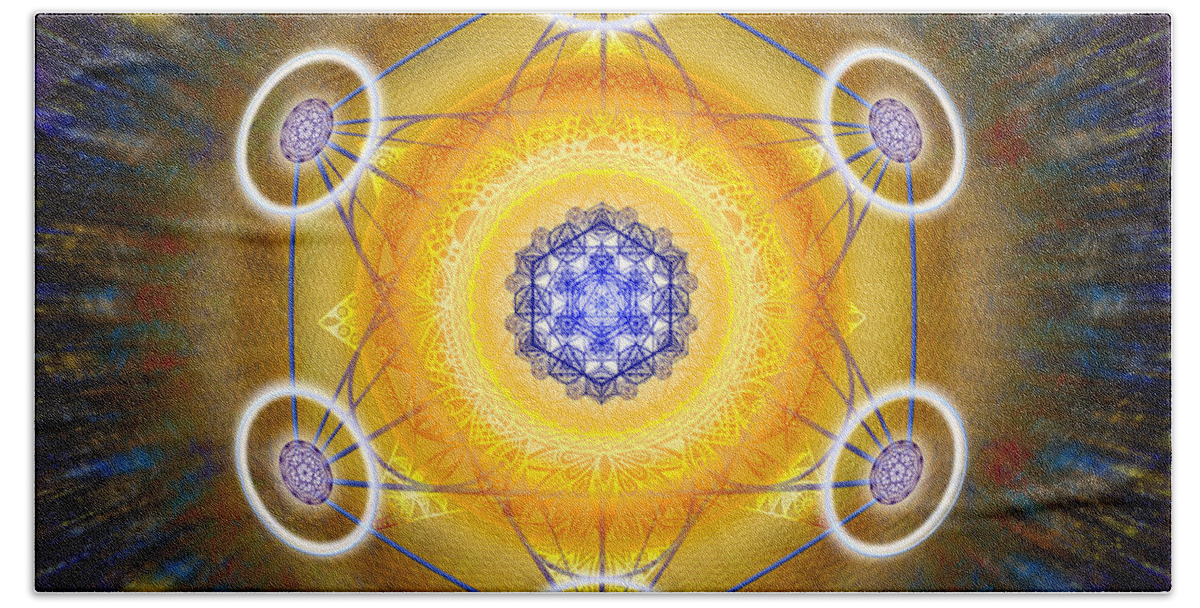 Endre Beach Towel featuring the digital art Sacred Geometry 343 #5 by Endre Balogh