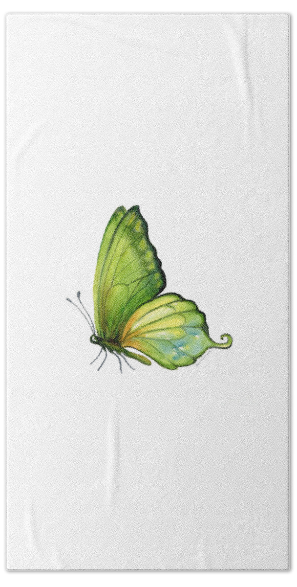 Sap Beach Sheet featuring the painting 5 Sap Green Butterfly by Amy Kirkpatrick