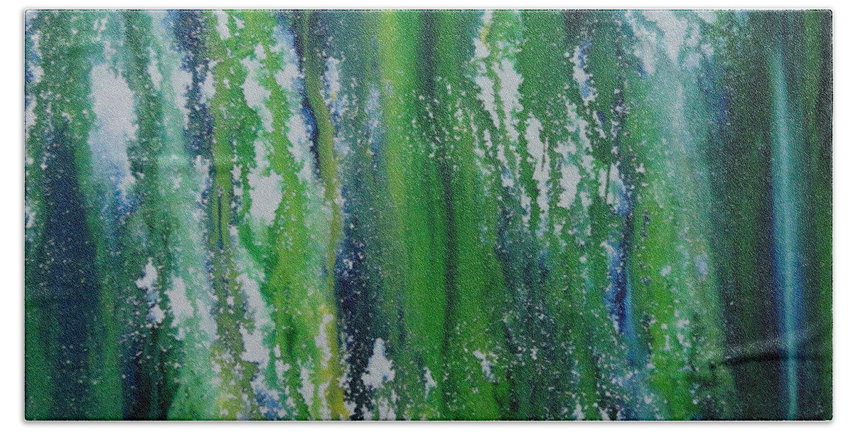 Art Beach Towel featuring the painting Bush of Dooars by Tamal Sen Sharma