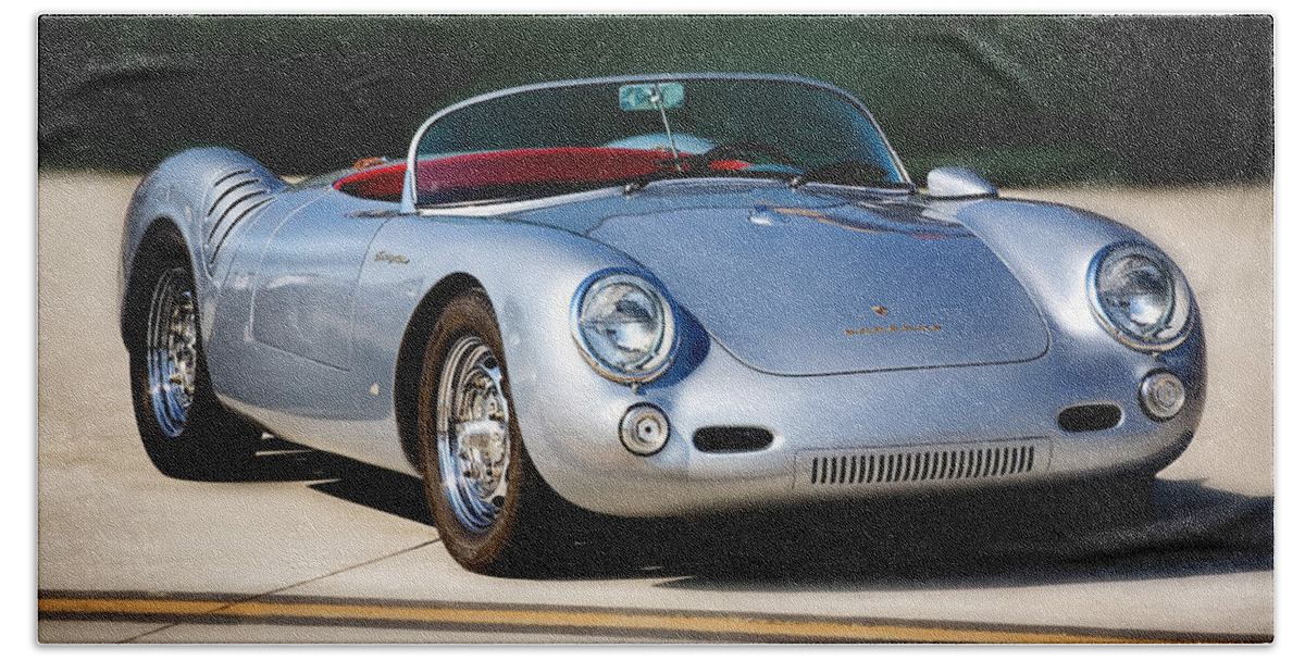 Automobile Beach Towel featuring the photograph 550 Spyder by Peter Tellone