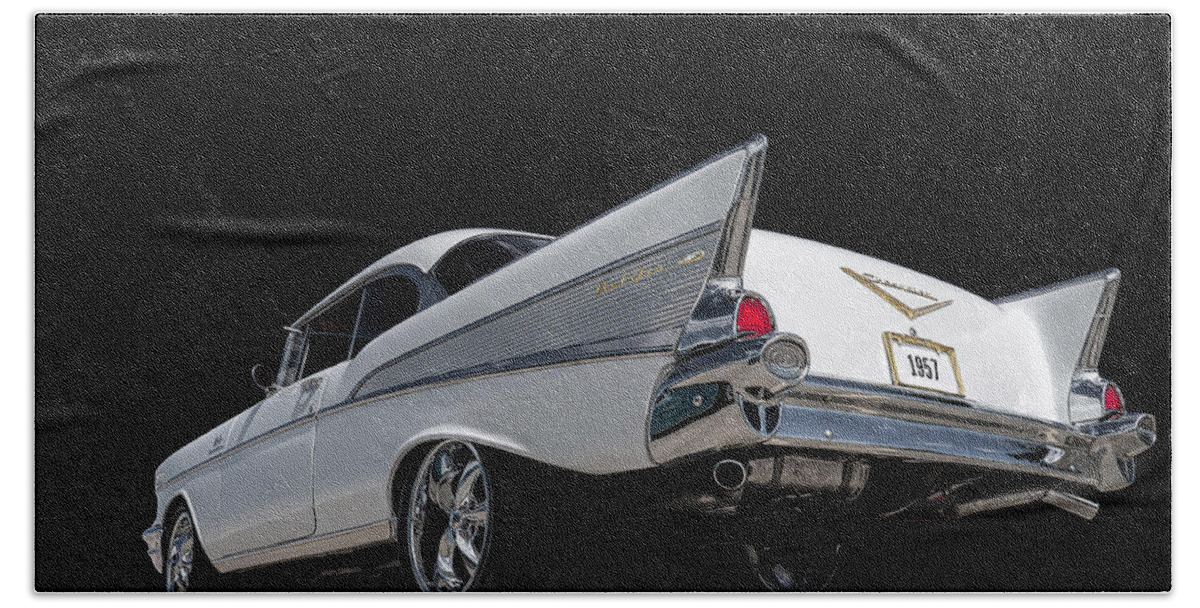 57 Chevy Beach Towel featuring the digital art '57 Bel Air #57 by Douglas Pittman