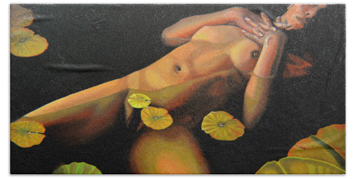 Sexual Beach Sheet featuring the painting 6 30 A.m. by Thu Nguyen