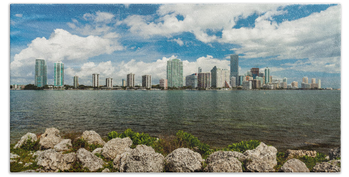 Architecture Beach Towel featuring the photograph Miami Skyline #6 by Raul Rodriguez