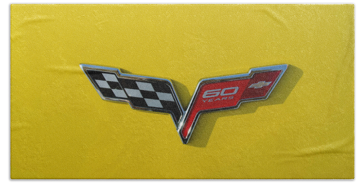 2013 Corvette Beach Towel featuring the photograph 60 Years Old in Yellow by Guy Whiteley