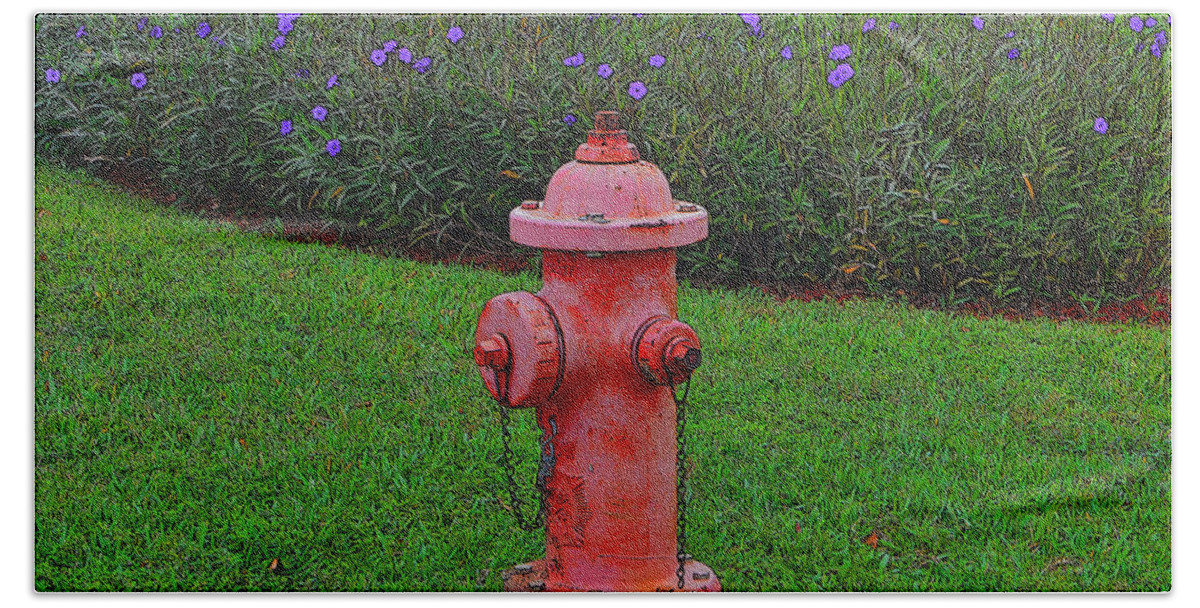 Fire Hydrant Beach Towel featuring the photograph 62- Puppy Garden by Joseph Keane