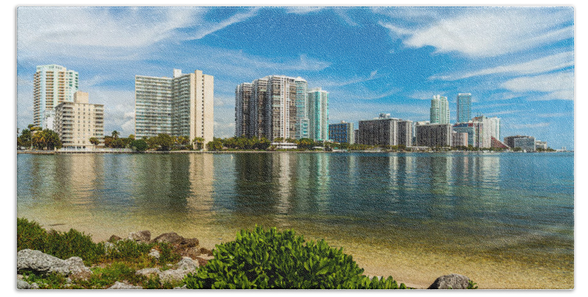 Architecture Beach Towel featuring the photograph Miami Skyline #8 by Raul Rodriguez