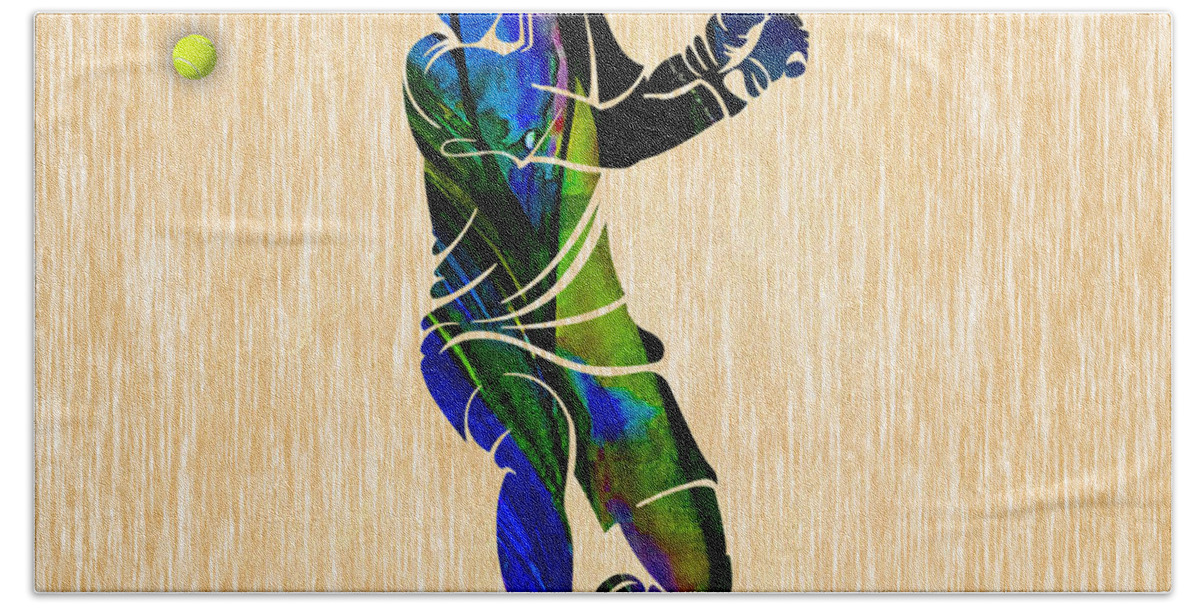 Tennis Beach Towel featuring the mixed media Tennis #8 by Marvin Blaine