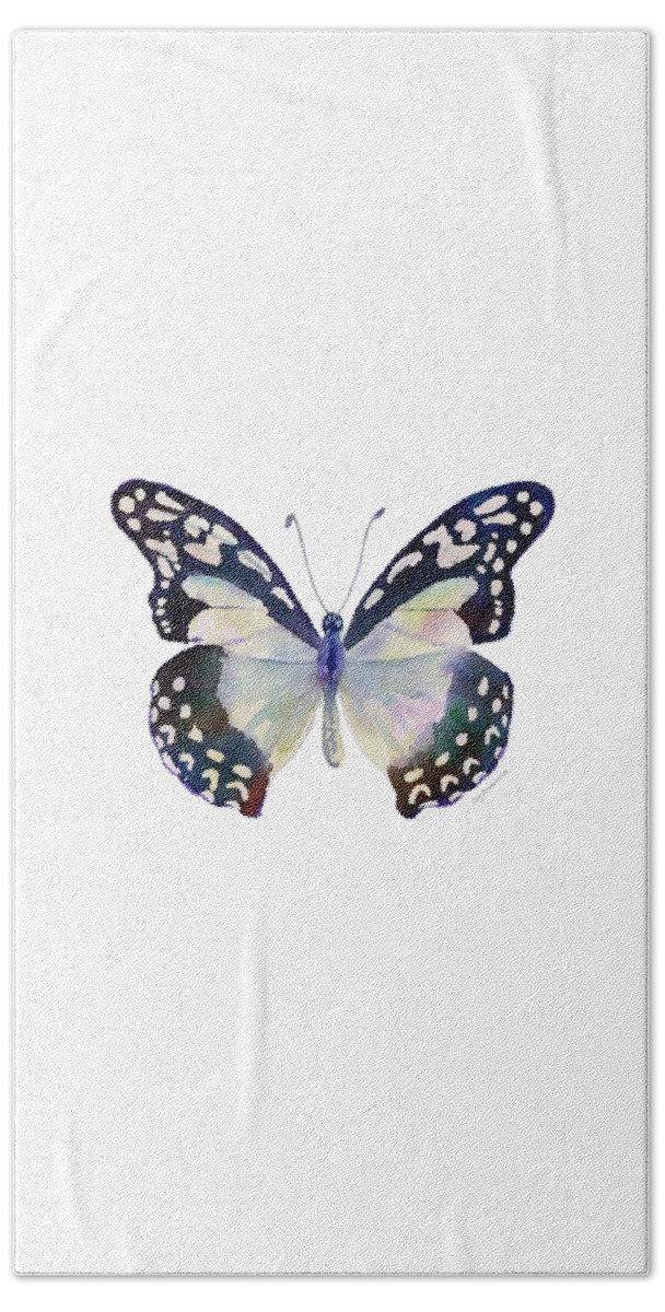 Angola White Lady Butterfly Beach Towel featuring the painting 90 Angola White Lady Butterfly by Amy Kirkpatrick