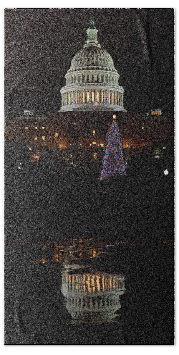 Metro Beach Towel featuring the photograph A Capitol Reflection by Metro DC Photography