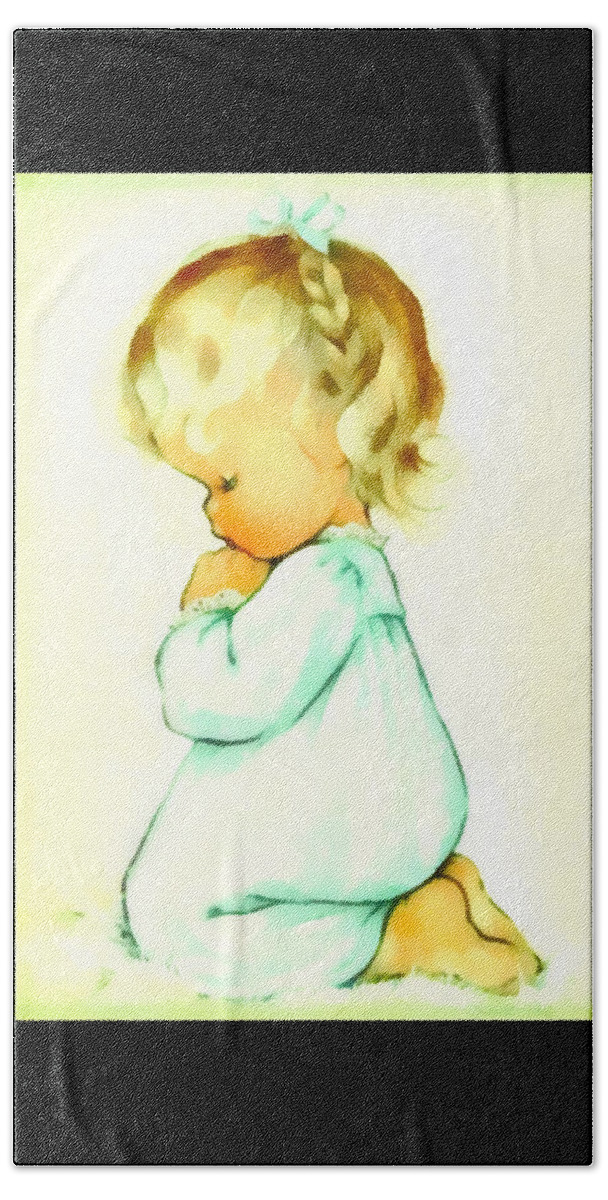 Charlotte Byj Beach Towel featuring the painting A Childs Prayer Duvet by Charlotte Byj