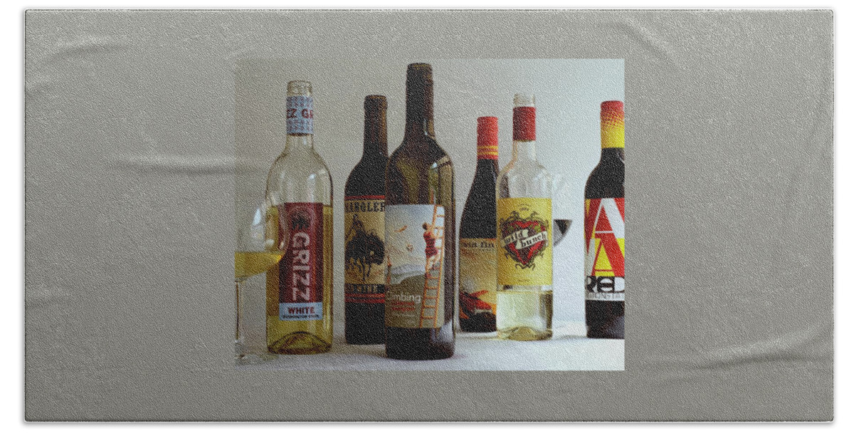 A Collection Of Wine Bottles Beach Towel