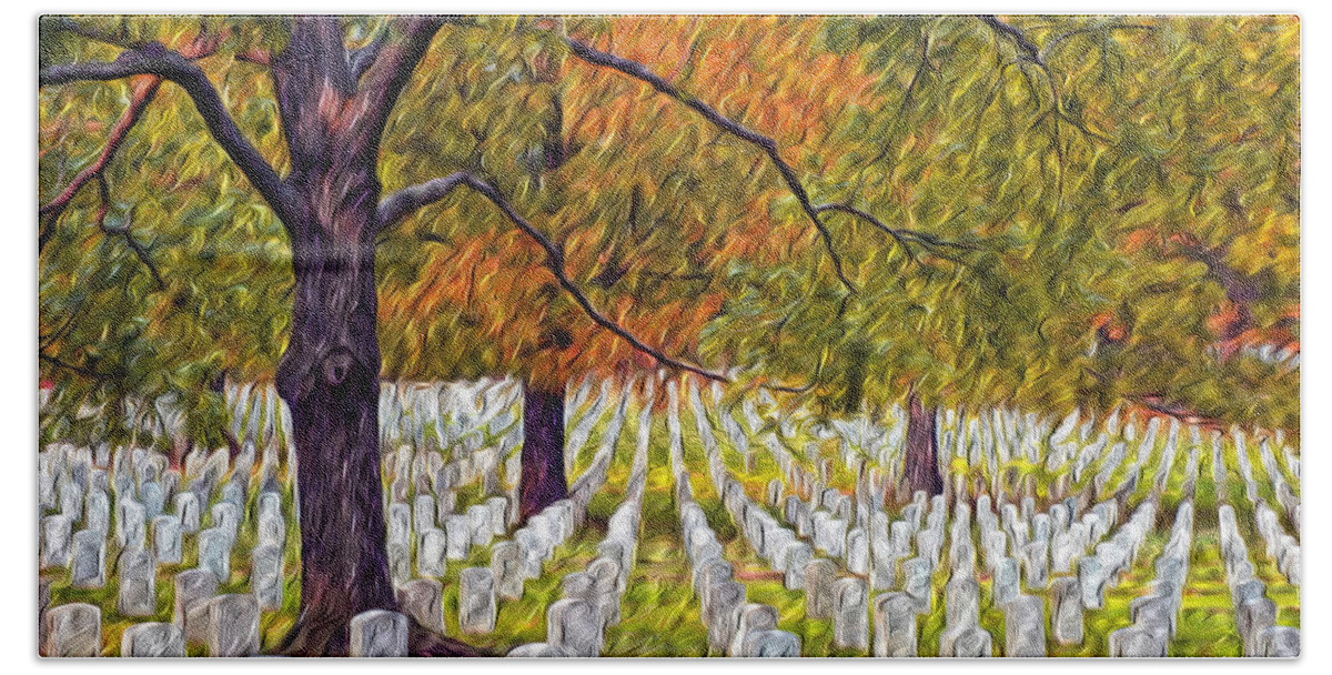 Arlington National Cemetery Beach Towel featuring the photograph A Field of Peace by Paul W Faust - Impressions of Light