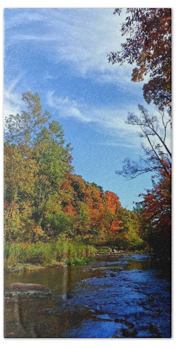 Lake Beach Sheet featuring the photograph A Hidden Creek by Kelly Mills