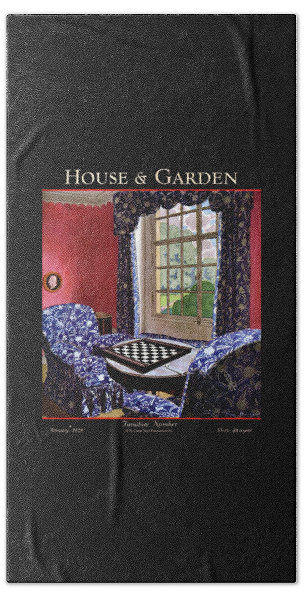 A House And Garden Cover Of A Country Living Room Beach Towel