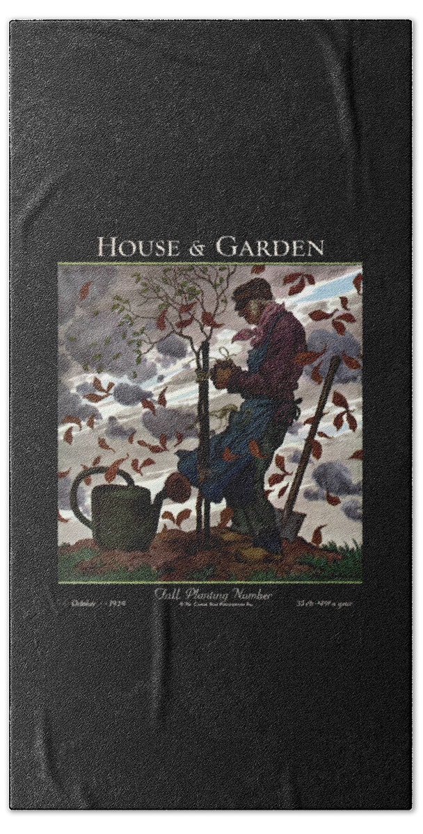A House And Garden Cover Of A Gardener Beach Towel
