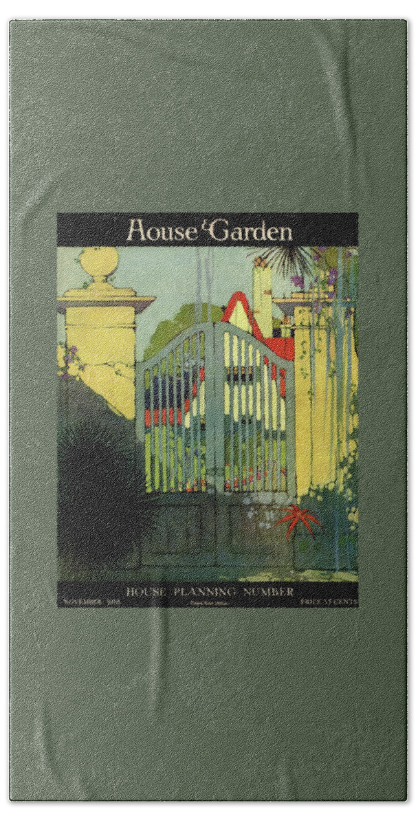 A House And Garden Cover Of A Gate Beach Towel